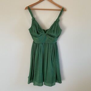 BCBGeneration Apple Green Knotted Strap Pleated Empire Babydoll Daytime Dress 6